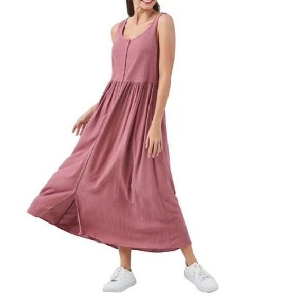 Frye Ladies Button Front Blush Pink Midi Dress Size Extra Large - Picture 1 of 11